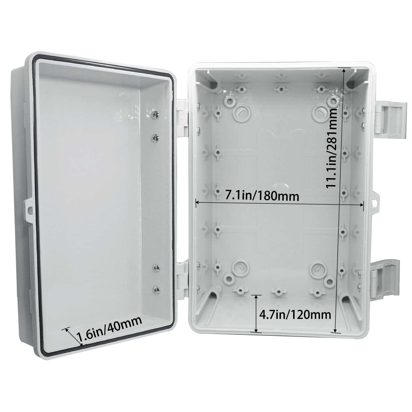 Wasserdichte elektrische Box, staubdicht, Abzweigdose, wetterfest, IP67, ABS-Kunststoff, Schalter, Router, Projektbox mit Montageplatte mit Wandhalterung, 2 Kabelverschraubungen, Grau, 30 x