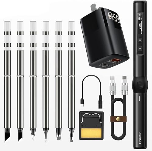 Kit de soldador, DCPD (96W65W) Mini soldador portátil, calentamiento rápido de 180-780, 6 puntas de soldadura, pantalla OLED digital, apagado