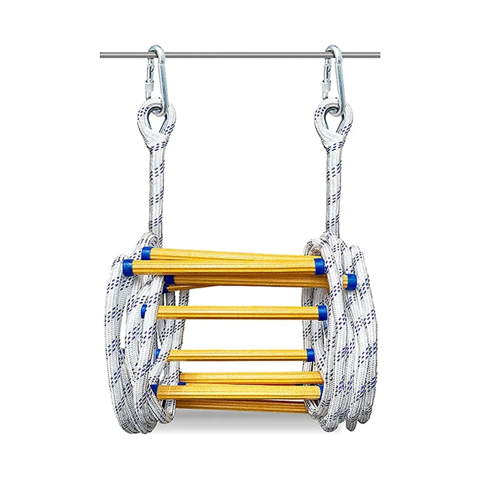 Escalera de Cuerda de Escape con mosquetón Cuerda de Seguridad Escalera Suave Reutilizable Adecuado para niños y Adultos para Escapar de Ventanas y Balcones (16.4ft)