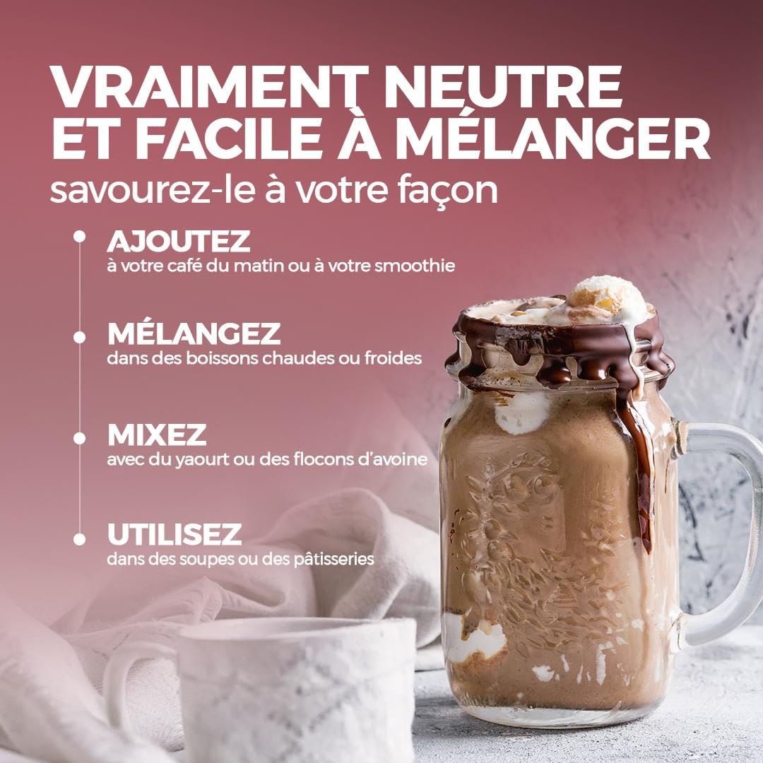 NUVILINE Beauty - Collagène Marin Peau Anti-Âge - Hydrolysé En Poudre - Acide Hyaluronique + Vitamine C BIO - Protection Stress Oxydatif - Premium - France - 280g (45 doses), Chocolat