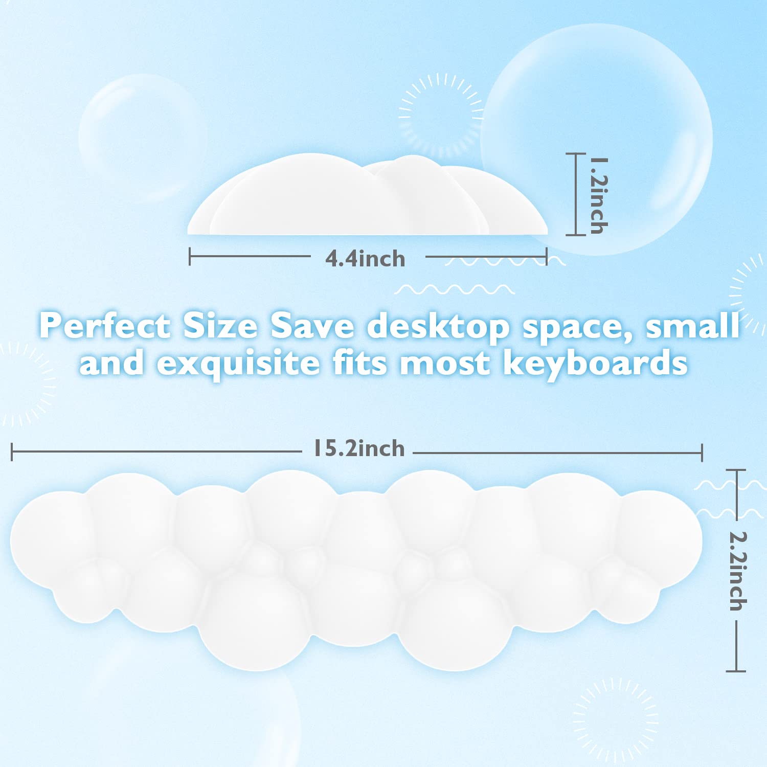 MANBASNAKE Cloud Mauspad, Handgelenkstütze, Tastatur, Handgelenkauflage, Set mit ergonomischem Memory-Schaum, rutschfeste Unterseite, Wolken-Untersetzer für Zuhause, Büro, Laptop, Desktop-Computer,