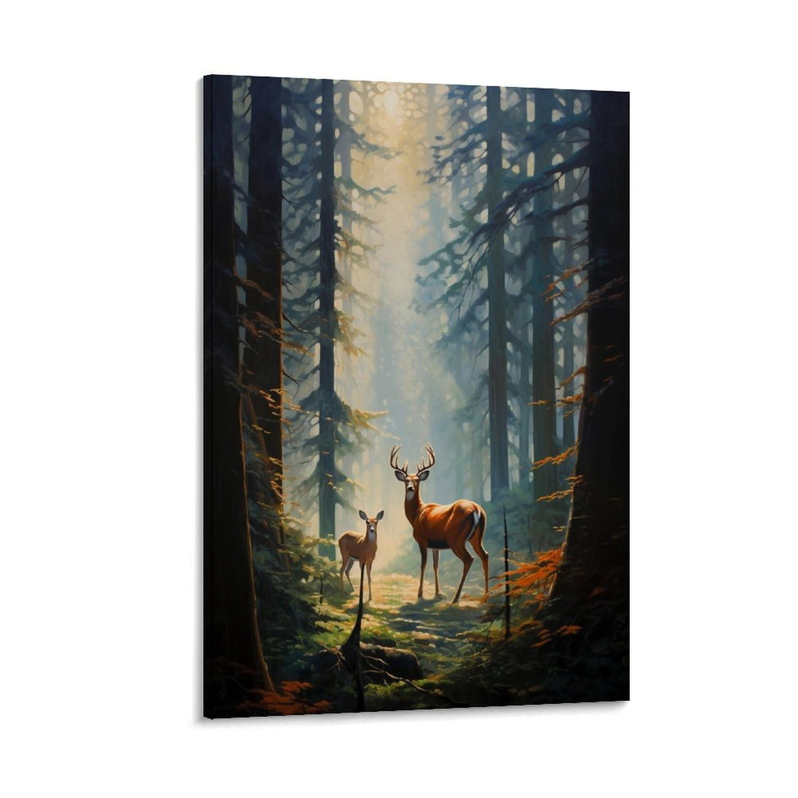 Gmukiffy Abstract Deer Painting On Canvas Wall Art Wild Nature Animals Modern Forest Landscape Stretched And Framed Canvas Prints Artwork For Home Decorations Ready To Hang Wall Decor 08X12inch(20X30cm)
