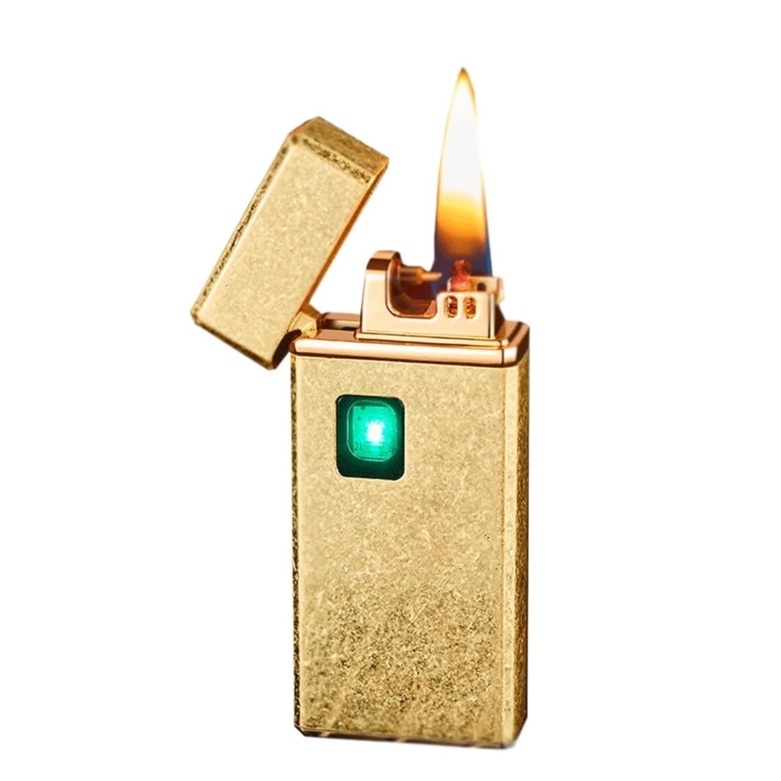 Encendedor de metal clásico con tapa abatible y encendido táctil sensible