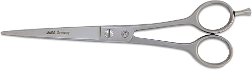 Mars Professional - Tijeras ergonómicas de acero inoxidable con gancho para dedos, microserradas, 7 pulgadas de longitud