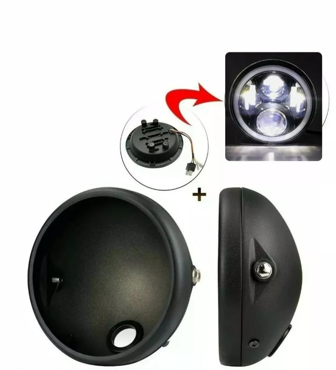 Faro led moto7 compatibile con DUCATI MONSTER 600 620 965 6000k 75w hornet bmw cafe racer