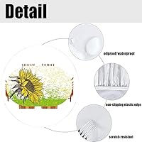 Vista 35 de Mantel ajustable de girasol, patrón de campo rural inspirado en el arte popular, casa de campo, granja, mantel impermeable para interiores y Verde