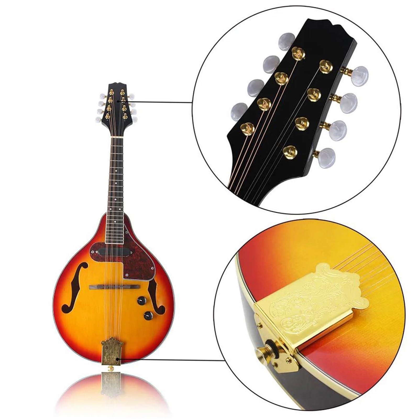 Mandolino Strumento Musicale Mandolino Elettrico A 8 Corde Per Chitarra Classica Strumento Melodico Mandolino Elettrico In Stile Con Zaino Per Il Trasporto(Set 2)