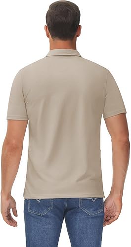 Vista 6 de TACVASEN Men's Polo Shirt Golf Tennis Casual Outdoor Polo Solid Quick Dry 3 Buttons Short Sleeve Tops