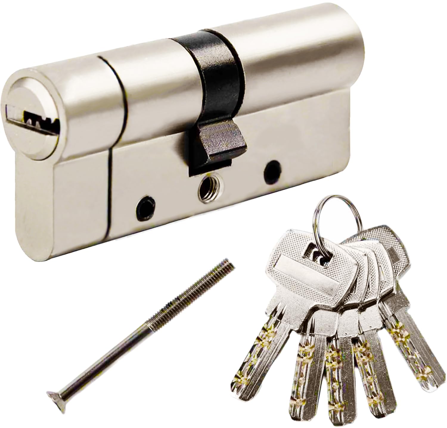 80 mm (40/40) anti-snap Euro door cylinder, high security 6-pin, brass body, stainless steel reinforced anti-drill, anti-pick, anti-bump cylinder with 5 keys