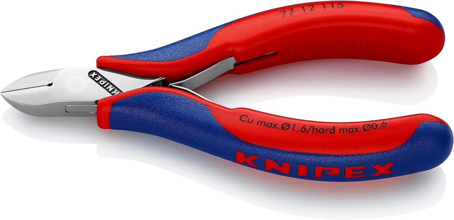 KNIPEX Szczypce tnące boczne dla elektroników ze złączem wsuwkowym z osłonkami wielokomponentowymi 115 mm, 77 12 115