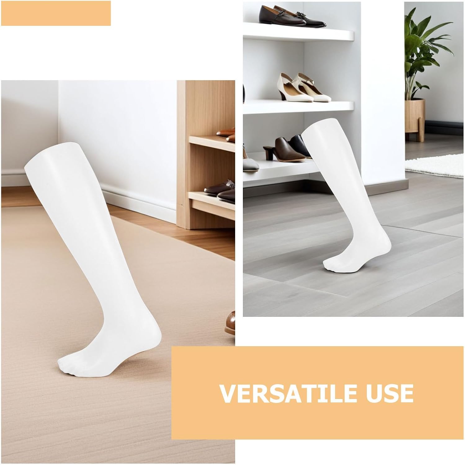 2 Pcs White Plastic Foot Display Mannequin for Socks Retail Xmas