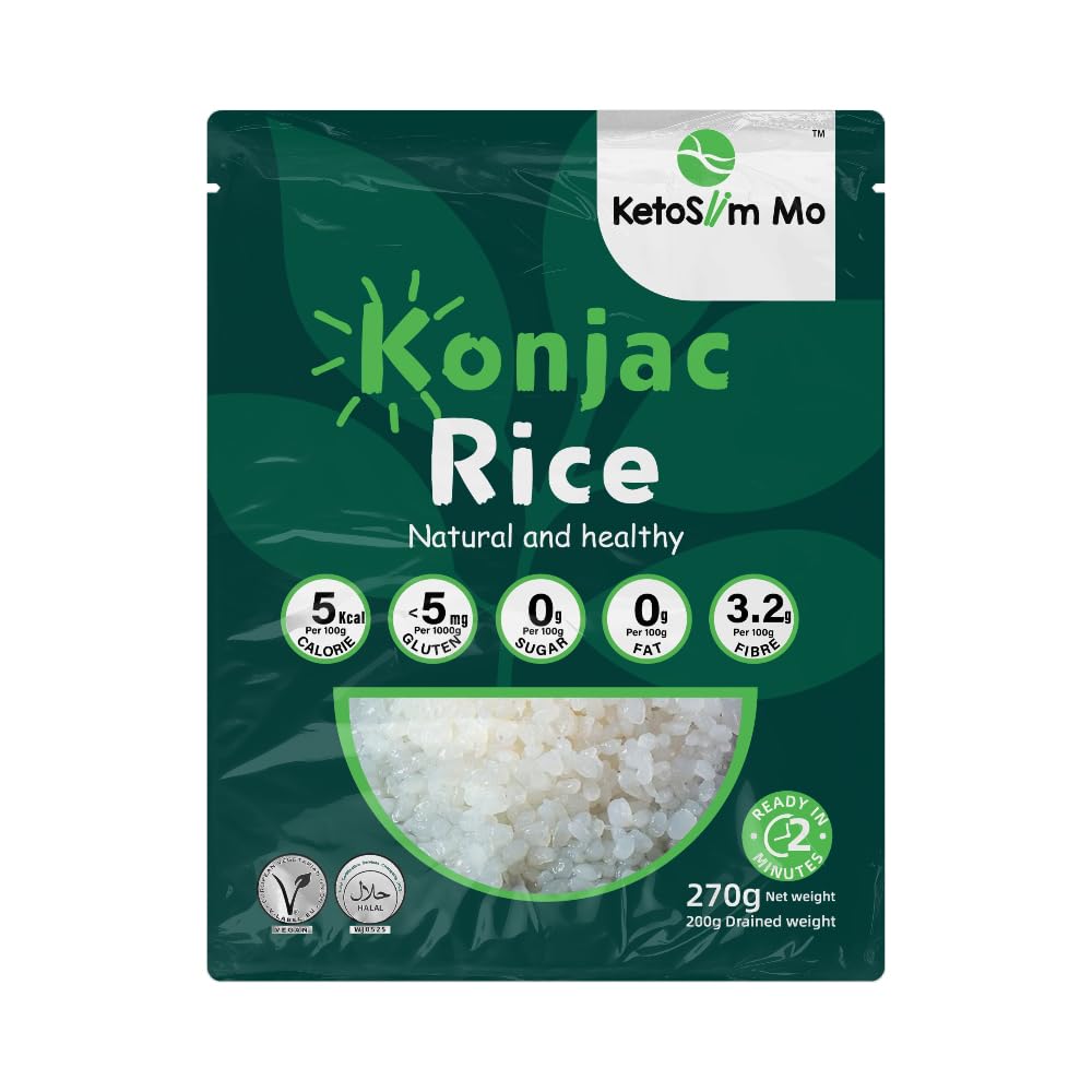 Shinsakura KetoSlim Mo Shirataki Konjac Rice 270 g | Low Calorie | Zero Sugar | Keto Friendly | Good Source of Fibre | Fat Free