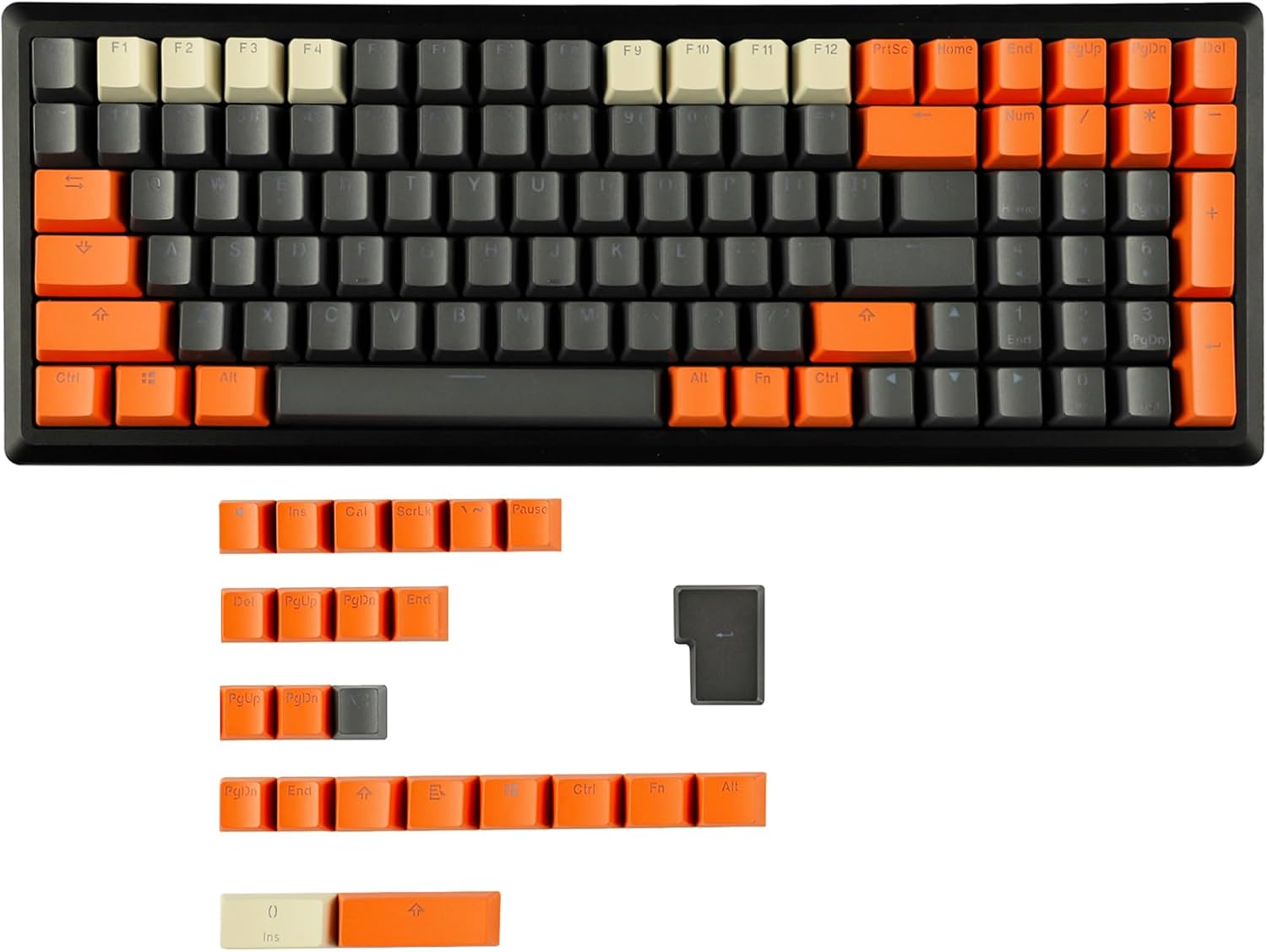 YMDK Carbon Miami PBT Double Shot Shine Through ANSI Backlit Keycaps for MX Mechanical Keyboard Melody 96 KBD75 68 61 87 104(Only Keycap) (Reversed Carbon)