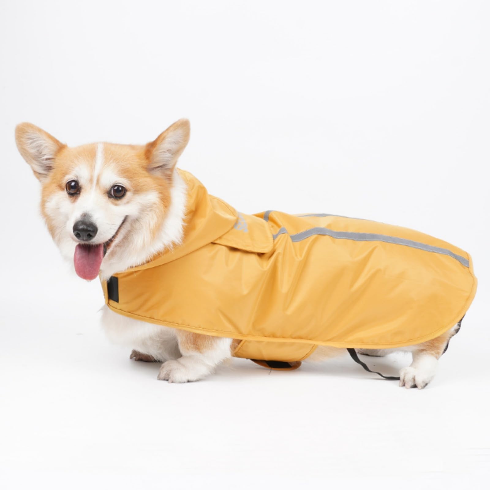 Dog Raincoat Hoodie Pet Rain Poncho Coat, Dog Coats Waterproof Reflective Jacket with Hidden Traction Rope/Reflective Strip/Hoodie, Adjustable Pet Raincoats (Yellow, M)