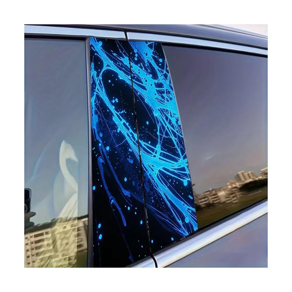 Decorative Items 2 PCS Car Center Column Decal Splash Ink Glossy Protective Polyethylene Film