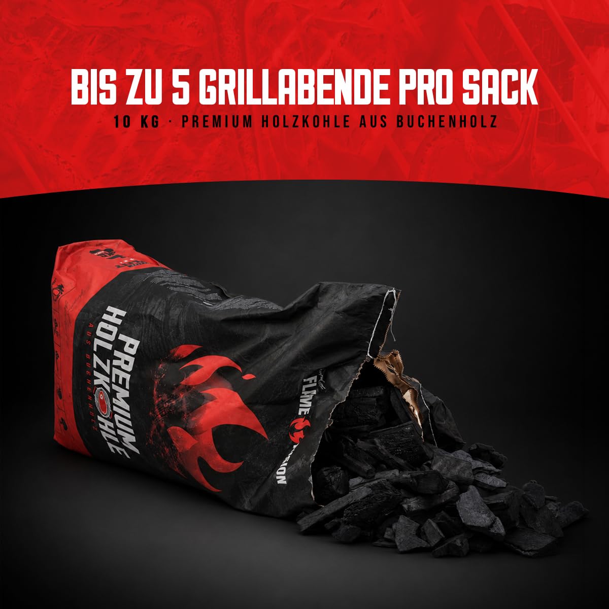 Premium Holzkohle 20 kg aus Buchenholz in Restaurant-Qualität - 2 Säcke (2X 10 kg) Grillkohle Buche extra große Stücke Lange Brenndauer hohe Hitze für BBQ und Holzkohlegrill