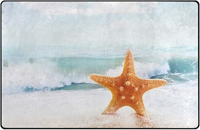 Amazon Soresore ソレソレ ラグ カーペットラグマット夏 洗える 滑り止め ラグマット長方形 おしゃれ かわいい 北欧 海 自然風景 海星 かわいい マット カーペット すべり止め 51 99cm 152 99cm 2サイズ ラグ カーペット オンライン通販