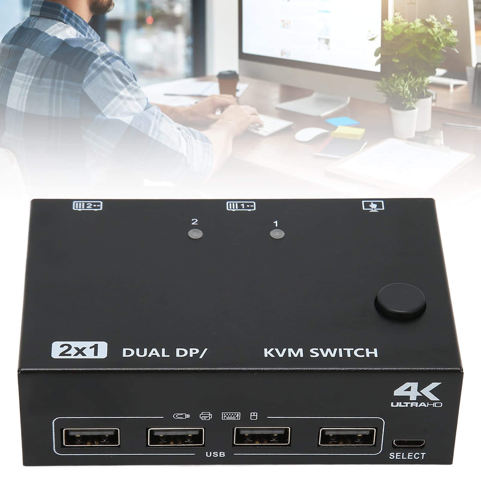 Amazon | DisplayPort HD マルチメディア KVM スイッチ、4K 60Hz を