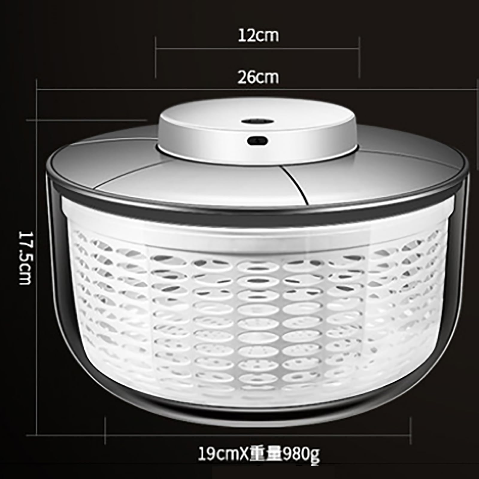 Centrifuga elettrica per insalata, 6 l, spegnimento automatico intelligente in 20 secondi, ricaricabile tramite USB, per insalata fresca, lattuga, frutta e verdura