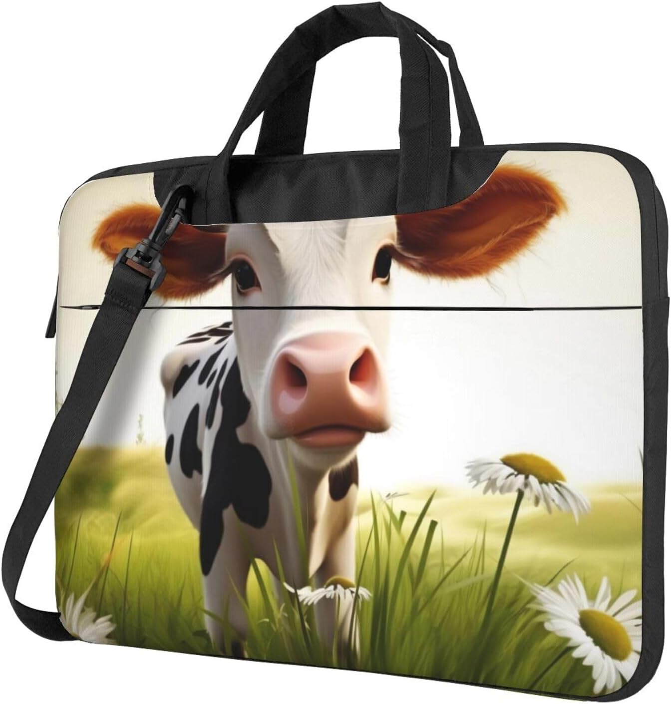 Cute Cow Print Laptop Bag, Shoulder Messenger Bag Case Sleeve For 13 Inch 14 Inch Laptop Briefcase 15.6 Inchâ€¦