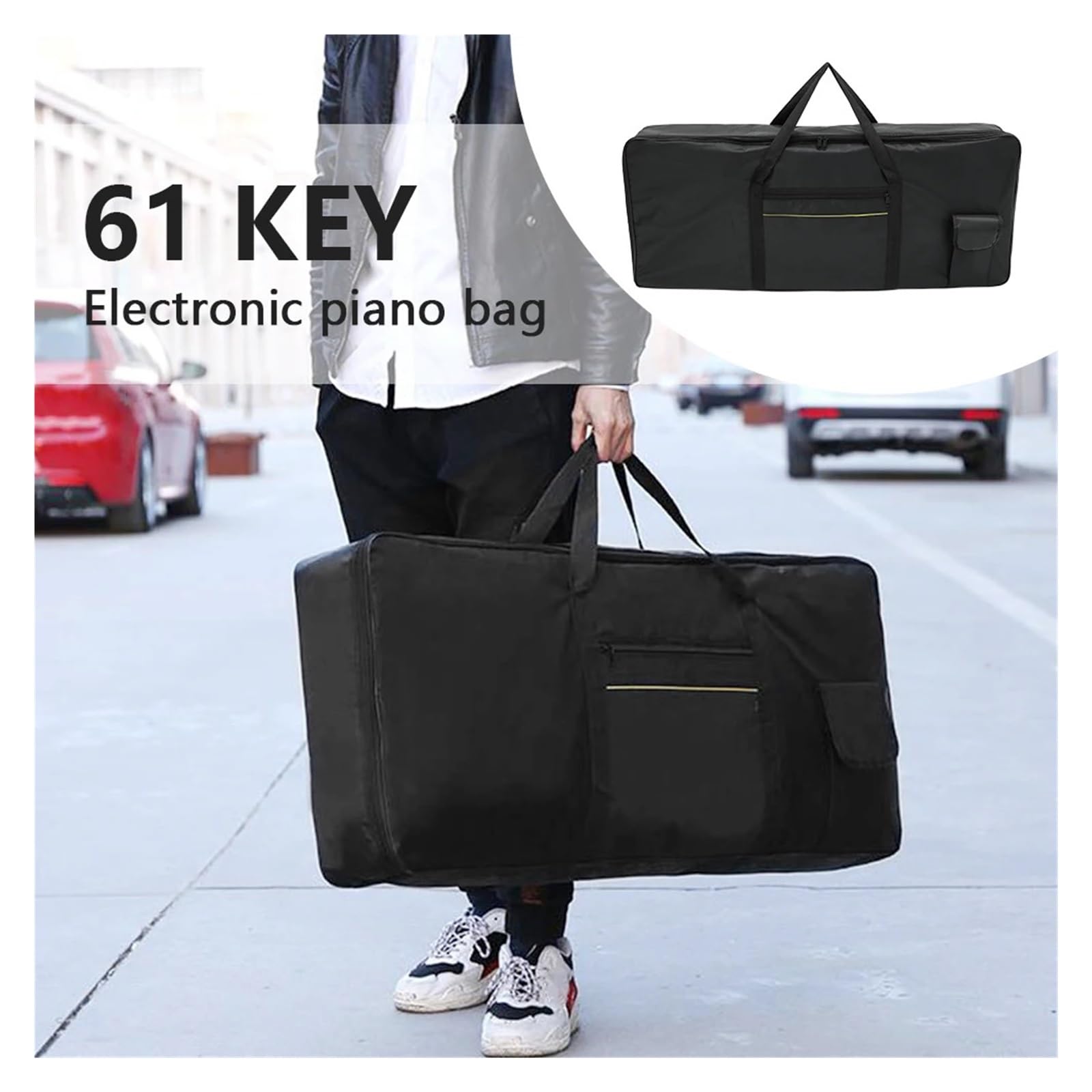 Borsa per Tastiera Borsa for tastiera a 61 tasti Strumento in nylon più spesso for a Custodia impermeabile for pianoforte elettronico for viaggi all'aperto a casa(Black 2PCS)