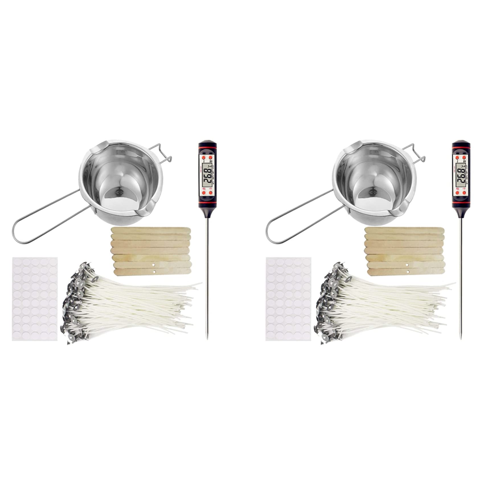 Hndhbfgrt 2X Candle Making Kit,Candle Melting Pot,Candle Wicks,Wick Stickers, Candle Wicks Holder,Thermometer and Stirring Sticks
