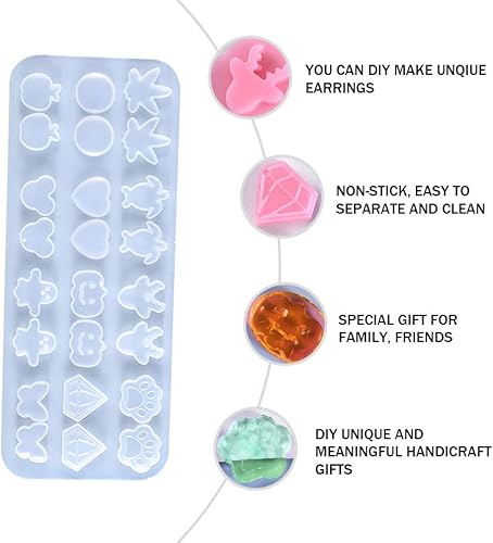 Miniatura 5 de EXCEART Moldes de silicona para pendientes, moldes de resina, moldes de fundición, moldes de resina epoxi, molde de fundición