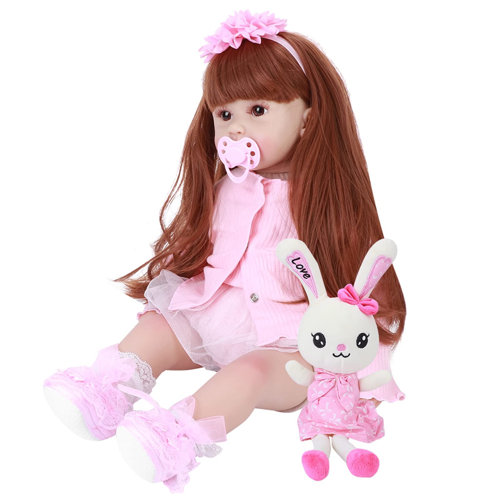 Bellissima Bambola per Giochi Creativi in ​​morbido Silicone da 60 Cm con Vestiti (occhi marroni)
