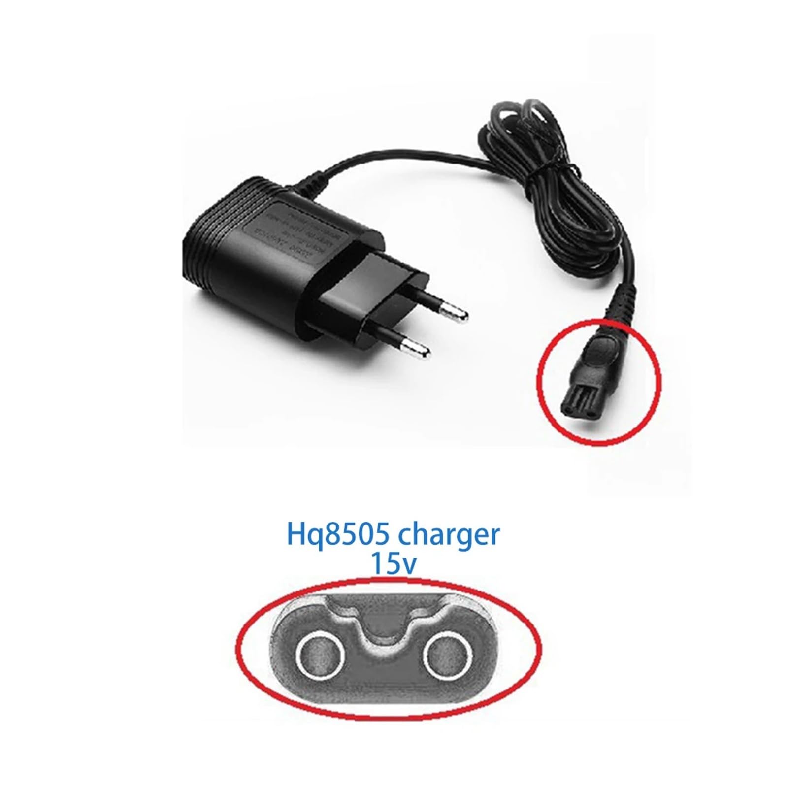Adattatore For Rasoio Con Spina CA Da 15 V UE, Caricabatteria For Utensili Domestici, Compatibile Con Philips, Adattatore For Rasoio HQ8505 HQ6070/6075/6095(10 PCS)