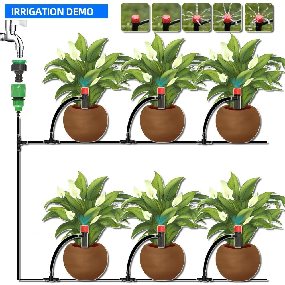 Tuyau d'arrosage goutte à goutte 1/4 ", 4/7mm, Micro Tube d'irrigation noir for système d'arrosage de jardin et de serre(15M)