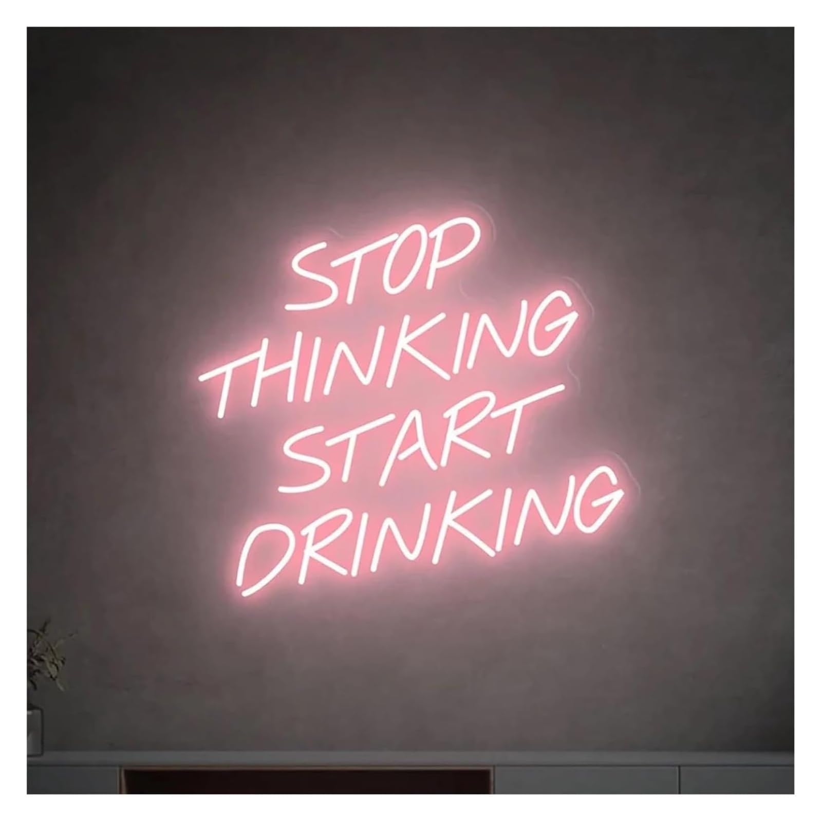 Zynther Neon lamp Stop Thinking Start Drinking for neon Sign LED for Beer Bar Club Game Room Party Restaurant Wall Decor 38cm×33cm(A)