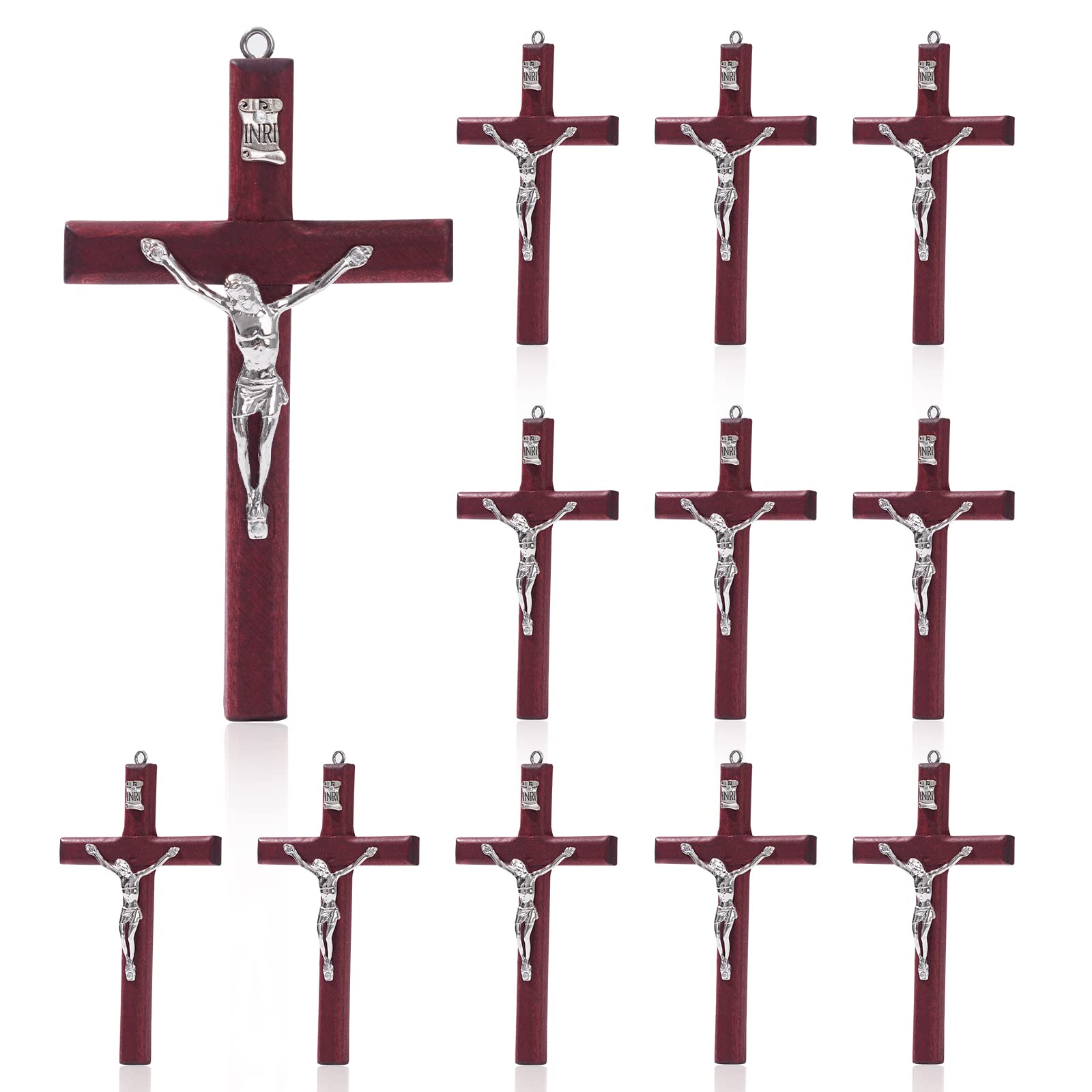 SHAOQINLIN 12 Pieces Crucifix Wall Cross 4 7 Inch Wooden Wall Hanging Cross Wall Decor Home Decor