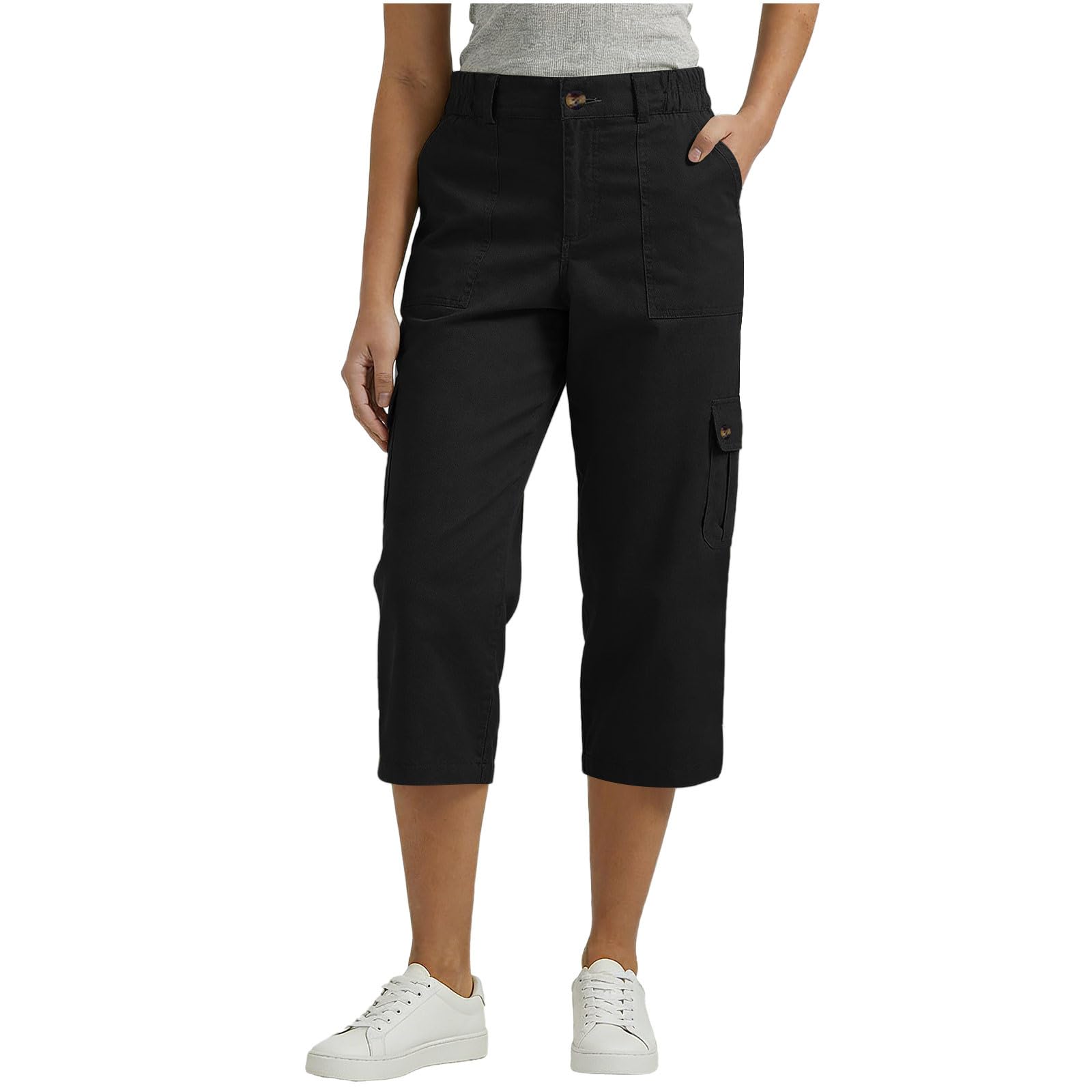 Pantalones Cargo Mujer Capri Pantalón 3/4 Largo Ligero Verano Outdoor Pantalones de Senderismo Transpirable con Bolsillo Cremallera Shorts Cargo de Verano Ligeros Deportes