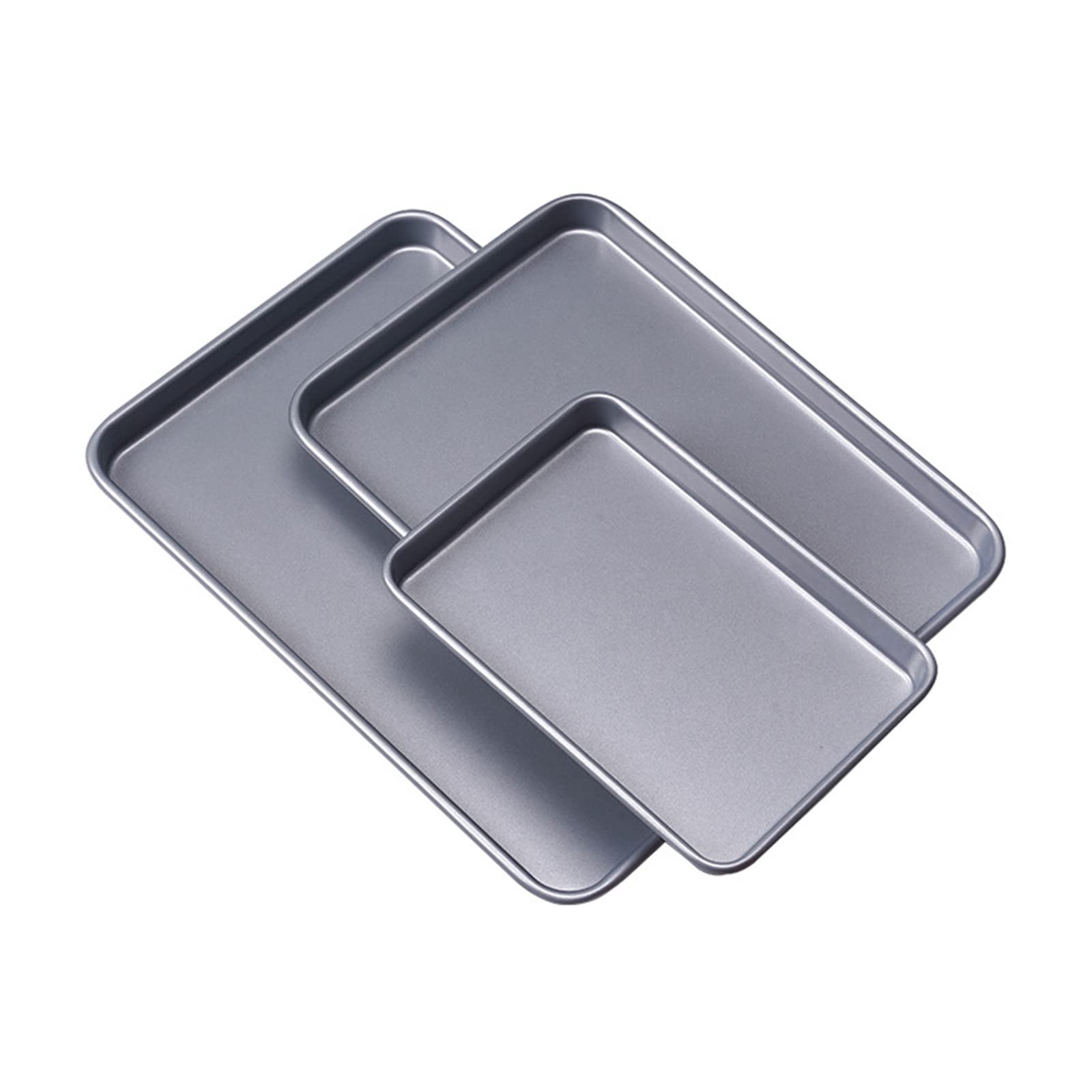 Tsophreniq 3 Pcs Non-Stick Baking Pans Cookie Sheets Set Non-Stick Carbon Steel Rimmed Cookie Sheet Pan for Oven Baking Biscuit Pans