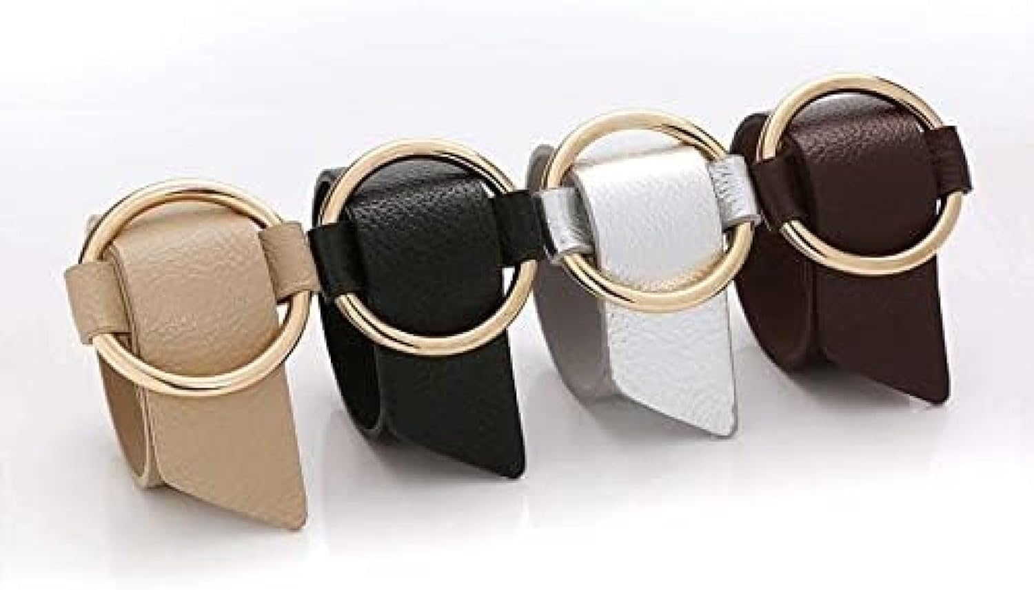 Portatovaglioli Rotondi in Pelle, Fibbia Regolabile per Tovaglioli in Pu, Elegante Ornamento da Polso, Portatovaglioli alla Moda per Ricevimenti, Cene, Banchetti, Decorazioni PE, Brown, Set of 12