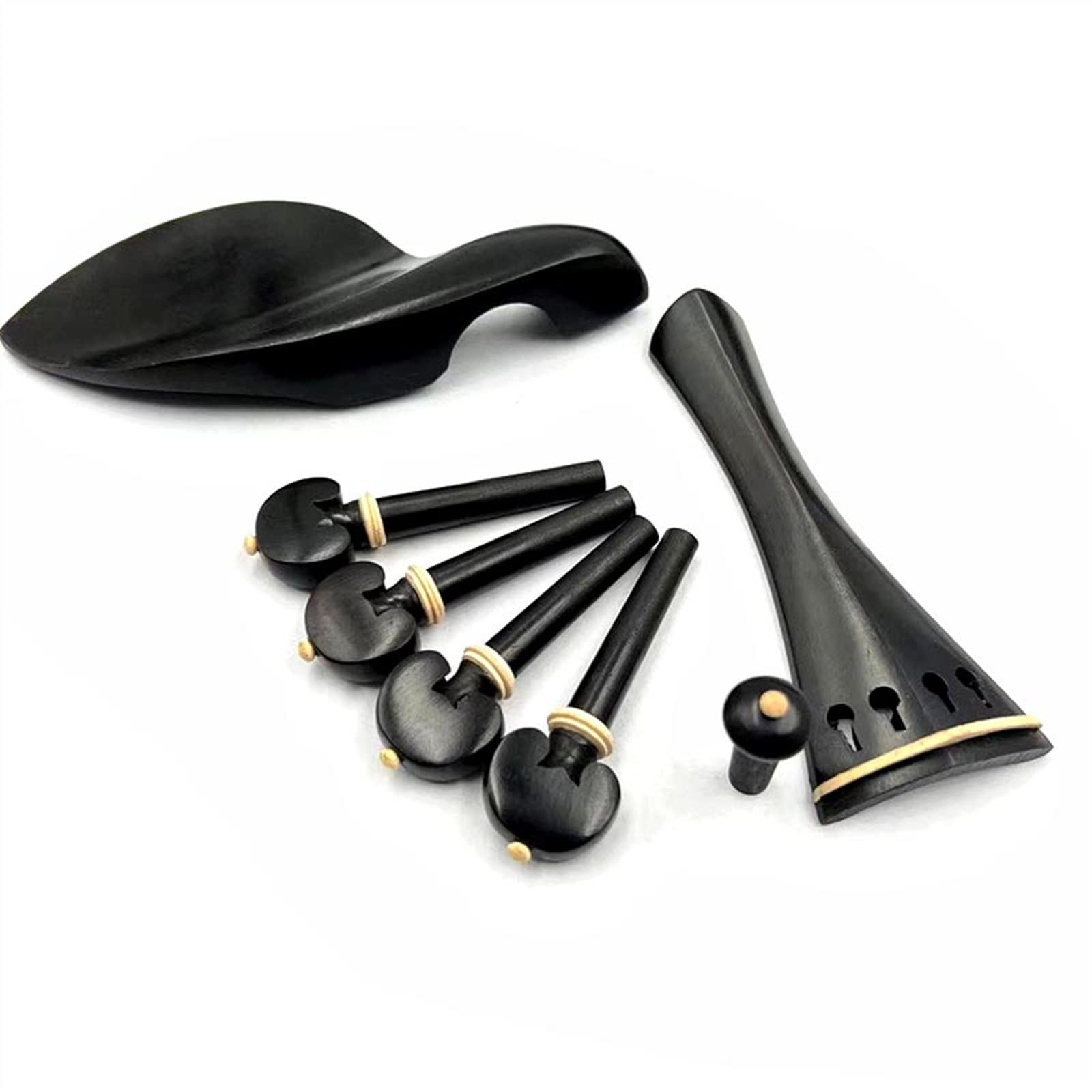 Skrzypiec Akcesoria Ebony 4/4 Zestaw Części Do Skrzypiec Skrzypce Tailpiece Kołki Stroikowe Kołki Podbródek Z Dekoracją Z Bukszpanu (Color : 01)
