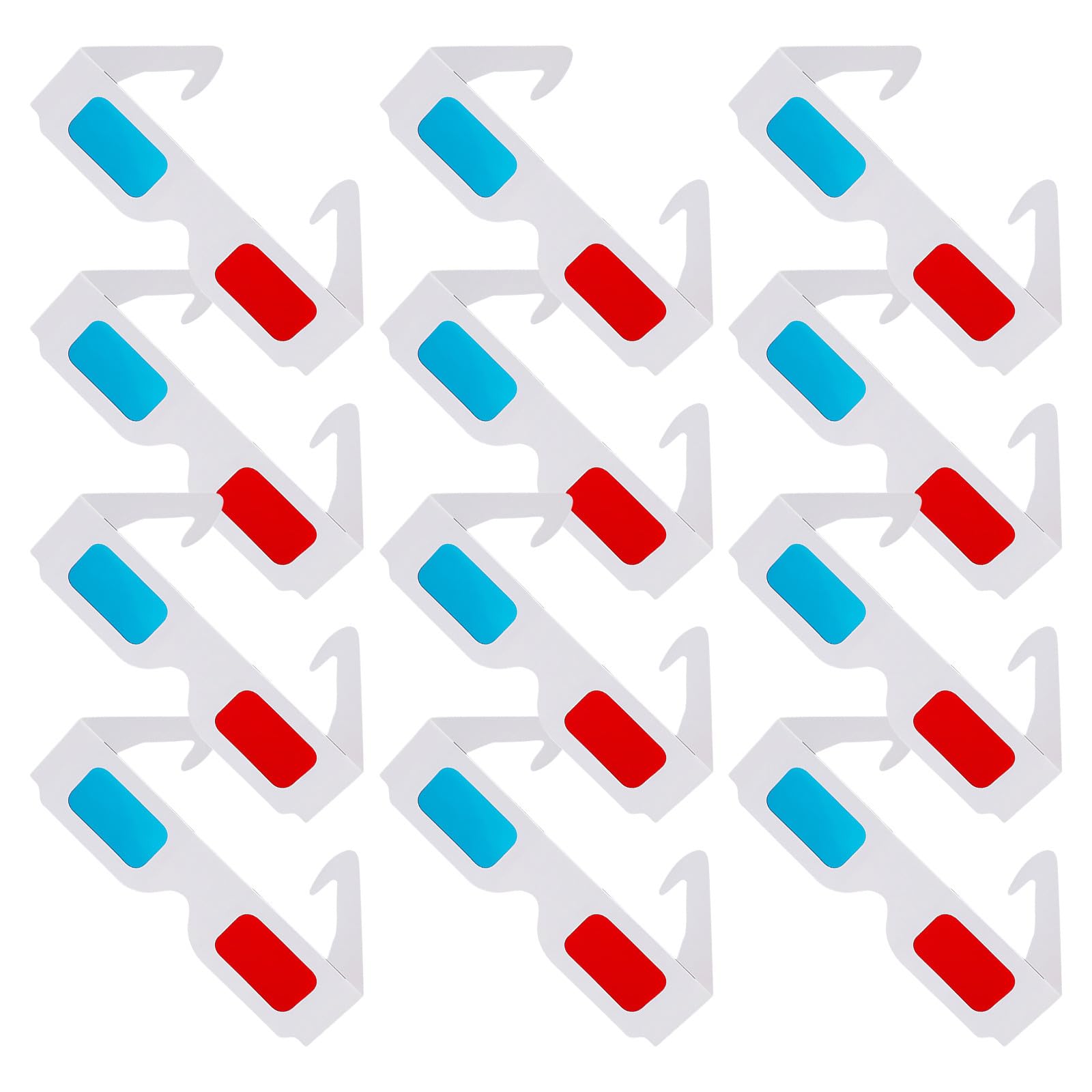 BESPORTBLE 200 Pezzi Occhiali di Cartone 3D Anaglifi Rosso e Blu Montatura Bianca Occhiali di Carta per Film 3D Giochi e Club Leggeri e Adatti per Visione Coinvolgente Cinema e Video