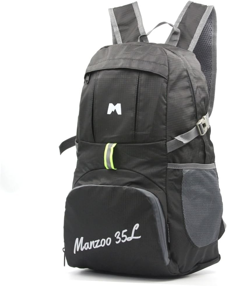 Manzoo 35L Black Light Packable Travel Daypack Backpack Hiking for Men Women
