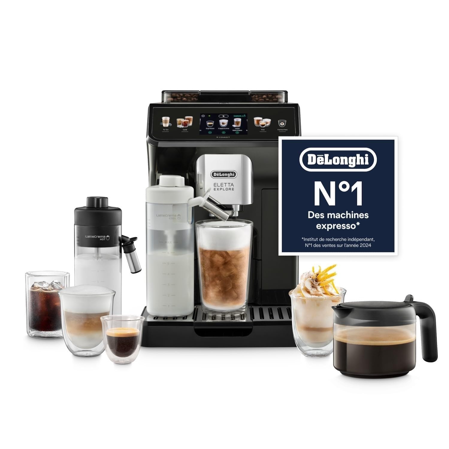 De'Longhi Eletta Explore - Machine à Café Automatique 40+ Boissons Grise Avec Cold Extraction Technology
