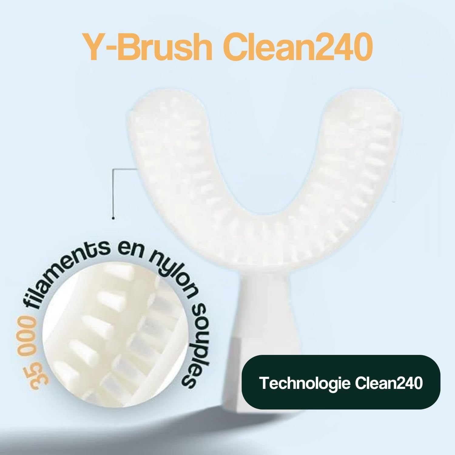 Compatible avec Ultra, Ultra Premium, DuoBrush, CleanMate - Y-Brush - Tête de Brosse Clean240 - Flexible - À Renouveler Tous Les 4 Mois - Adulte