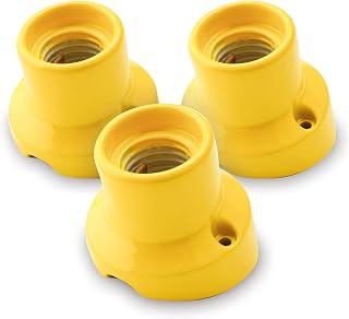 AMARCORDS - 3 Apliques/techos inclinados base portalámparas inclinada E27 porcelana color vintage AMARILLO