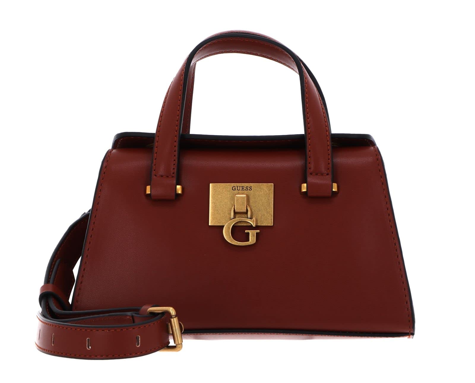 GUESS Stephi Mini Satchel Bag Whiskey : Amazon.co.uk: Fashion
