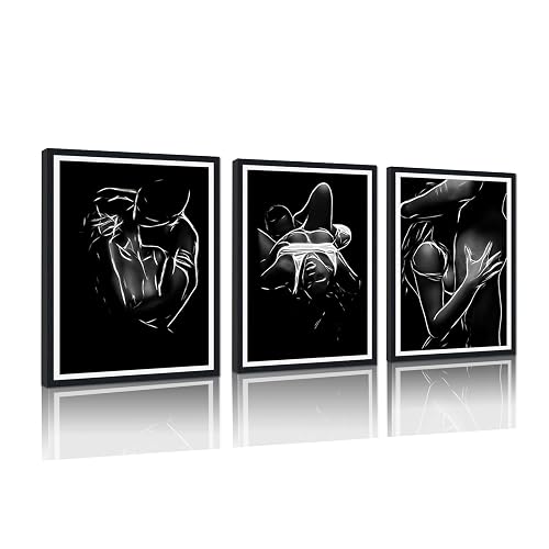 Romantic Couple Framed Canvas Print Wall Art Passionate Embrace Posters