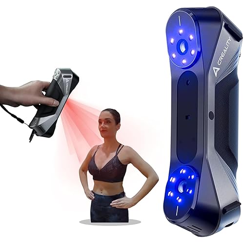 Creality CR-Scan Raptor Handheld Blue Light 3D Scanner, 0.02mm Accuracy, Anti-Shake Tracking, 60FPS Scan Speed, 5-2000mm Objects, Compatible with Windows and Mac