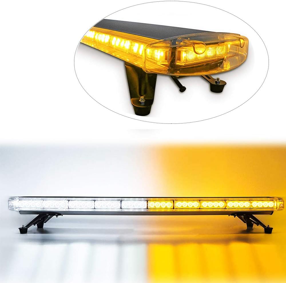 Astra Depot 47" Amber White Emergency Warning Security Flashing LED Beacon Strobe Light High Intensity 88-LED Roof Top lightbar for Plow Tow Truck Construction Vehicle