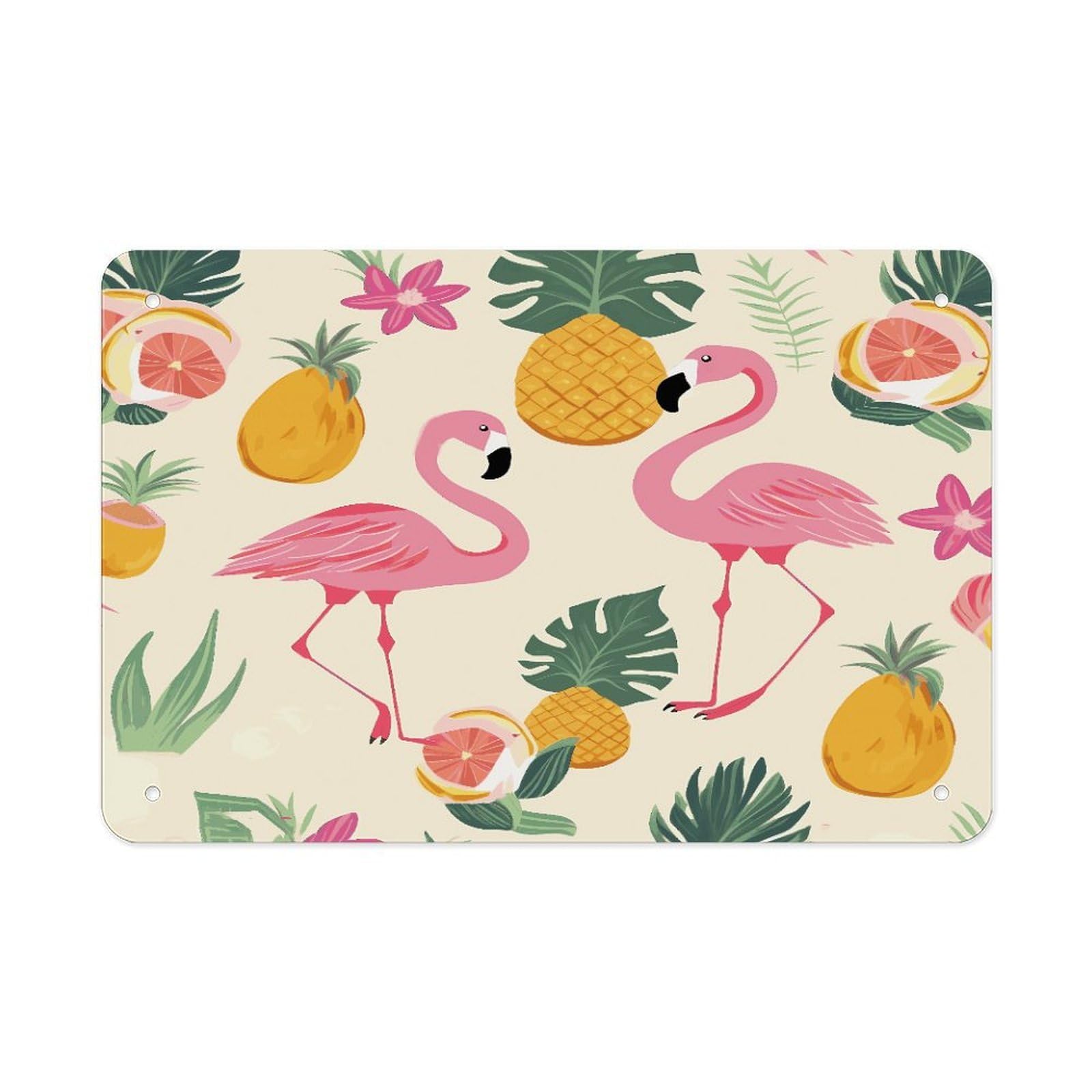 Fodpand Style Flamingos And Pineapples Wall Art Metal Signs Tin Sign