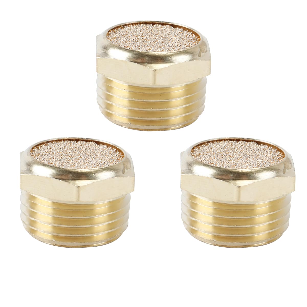 Gorise Lot de 3 échappements pneumatiques SLM en laiton, filetage male 1/2" G, 53/64" hexagonal fritté avec corps en laiton, bronze