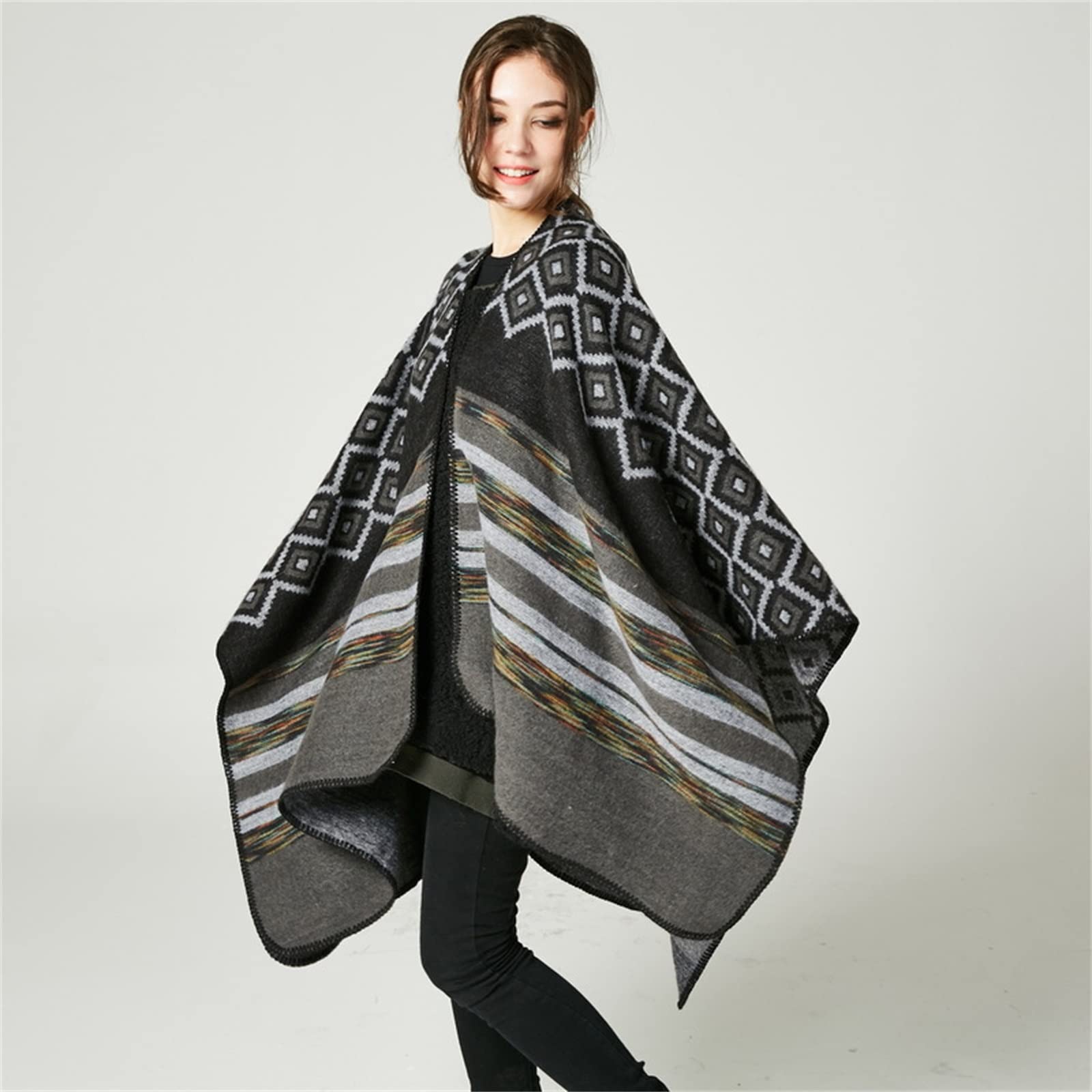 Scialle da Donna Poncho Double Face da Donna, Sciarpa Invernale Oversize per Le Donne