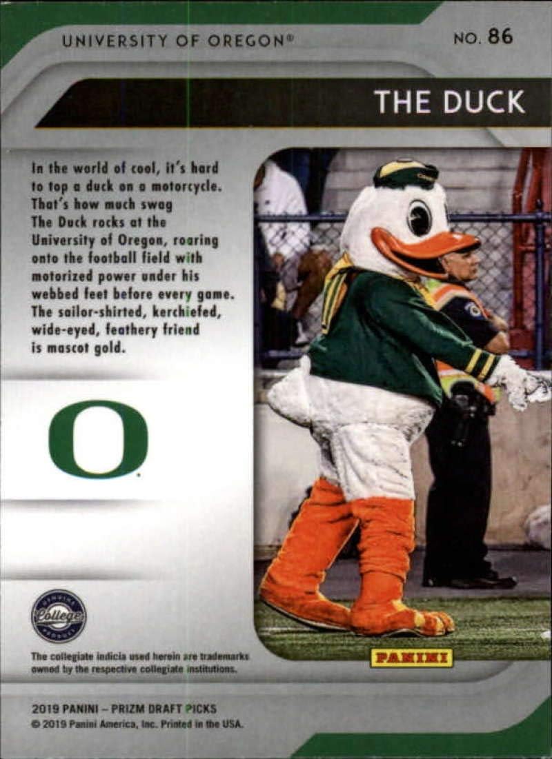 2019 Panini Prizm Draft Picks #86 The Duck Oregon Ducks Mascot Football Trading Card