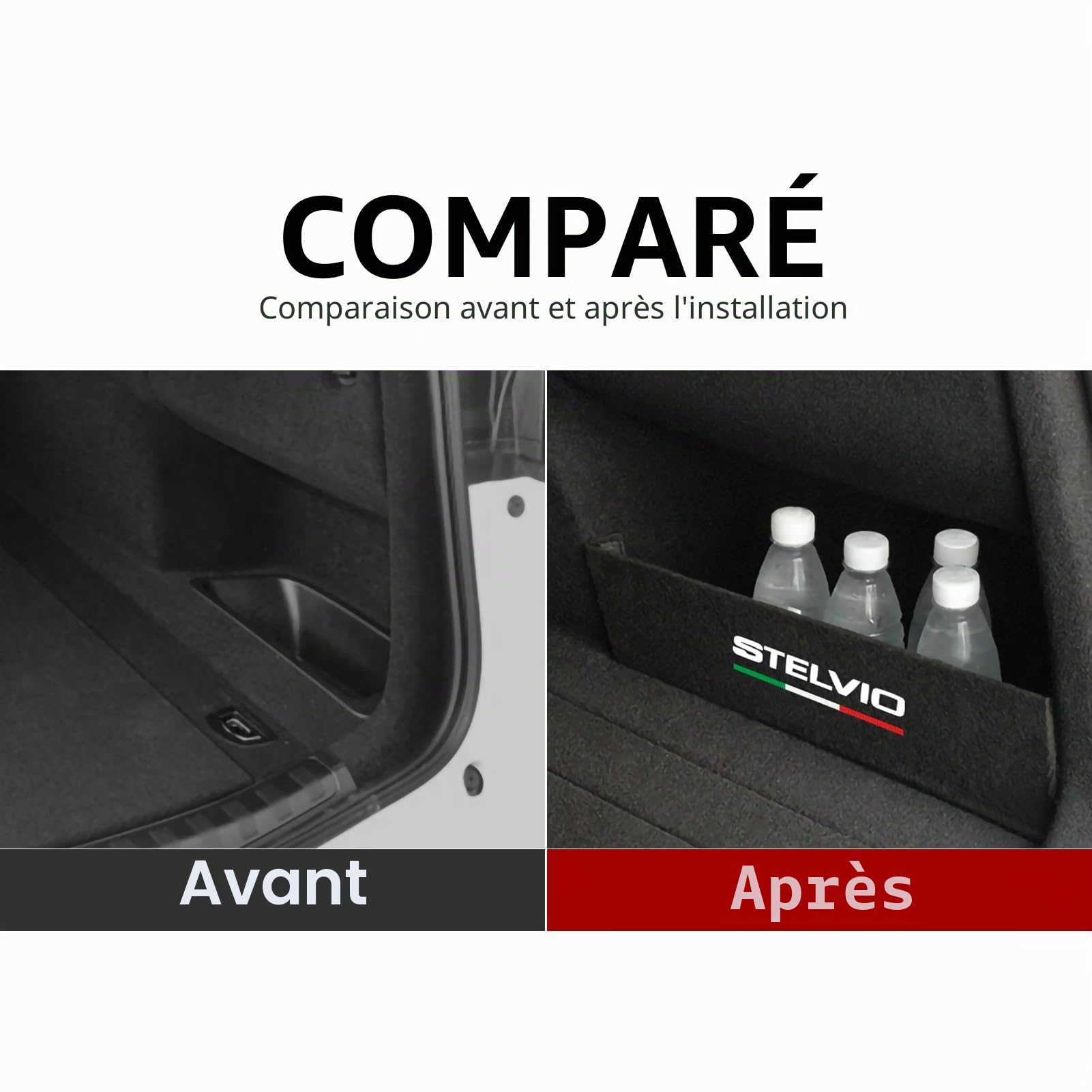 1 organiseur de coffre de voiture compatible avec accessoires Alfa Romeo Stelvio 2017 2018 2019 2020 2021 2022 2023 2024